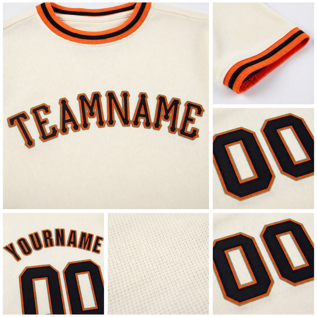 Custom Cream Black-Orange Performance T-Shirt detail