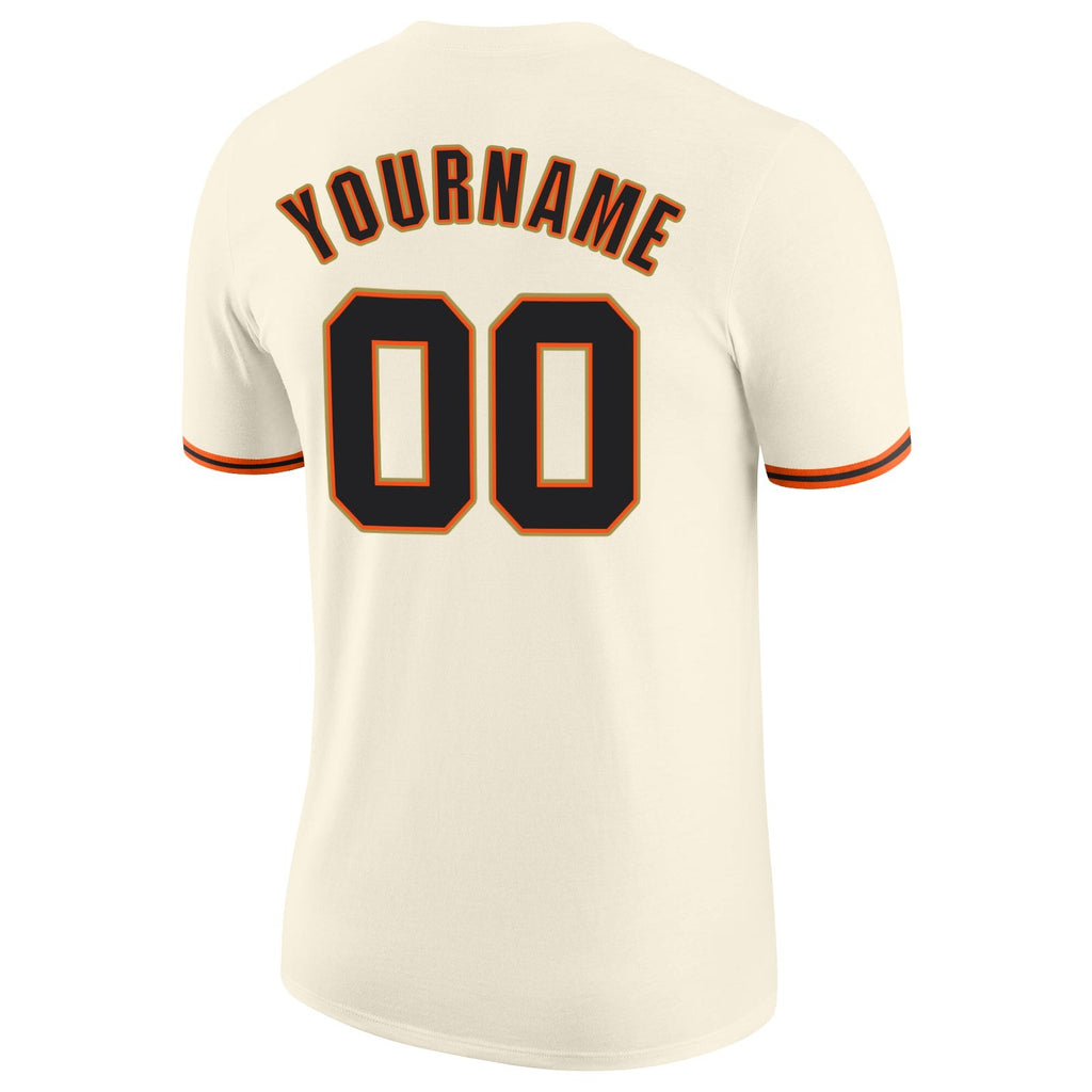 Custom Cream Black-Orange Performance T-Shirt photo 5