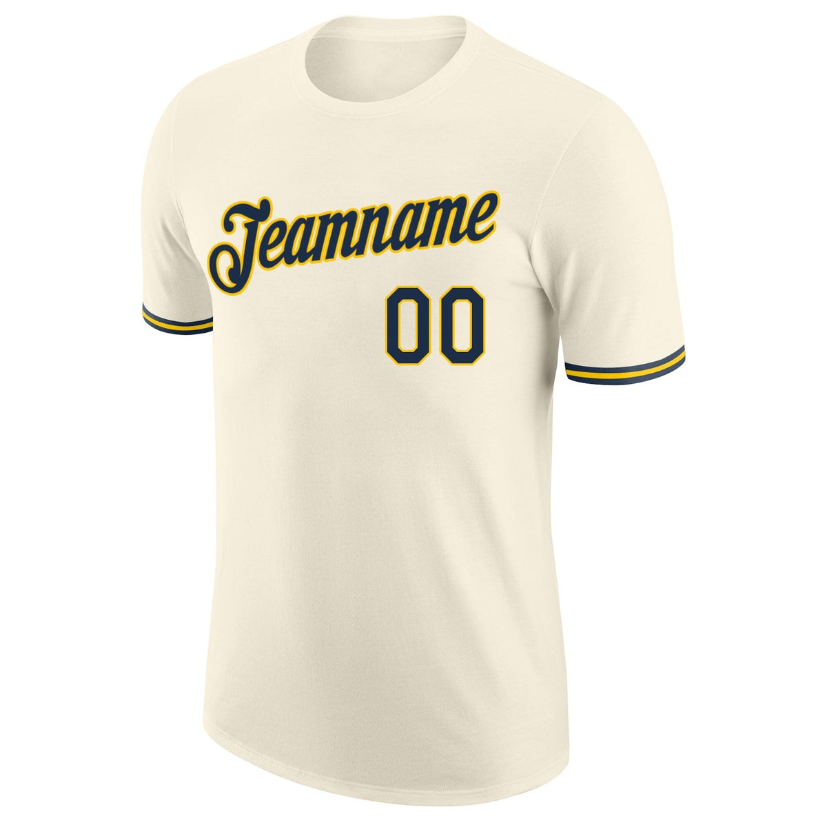 Custom Cream Navy-Gold Performance T-Shirt photo 4