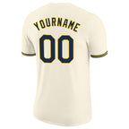 Custom Cream Navy-Gold Performance T-Shirt photo 5