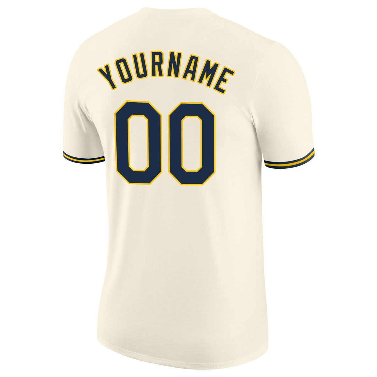 Custom Cream Navy-Gold Performance T-Shirt photo 5