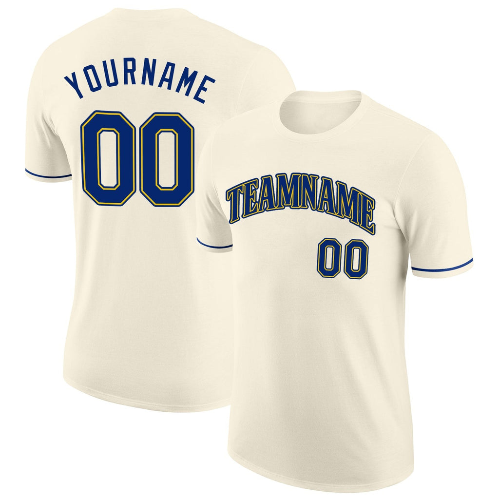 Custom Cream Royal-Gold Performance T-Shirt photo 1