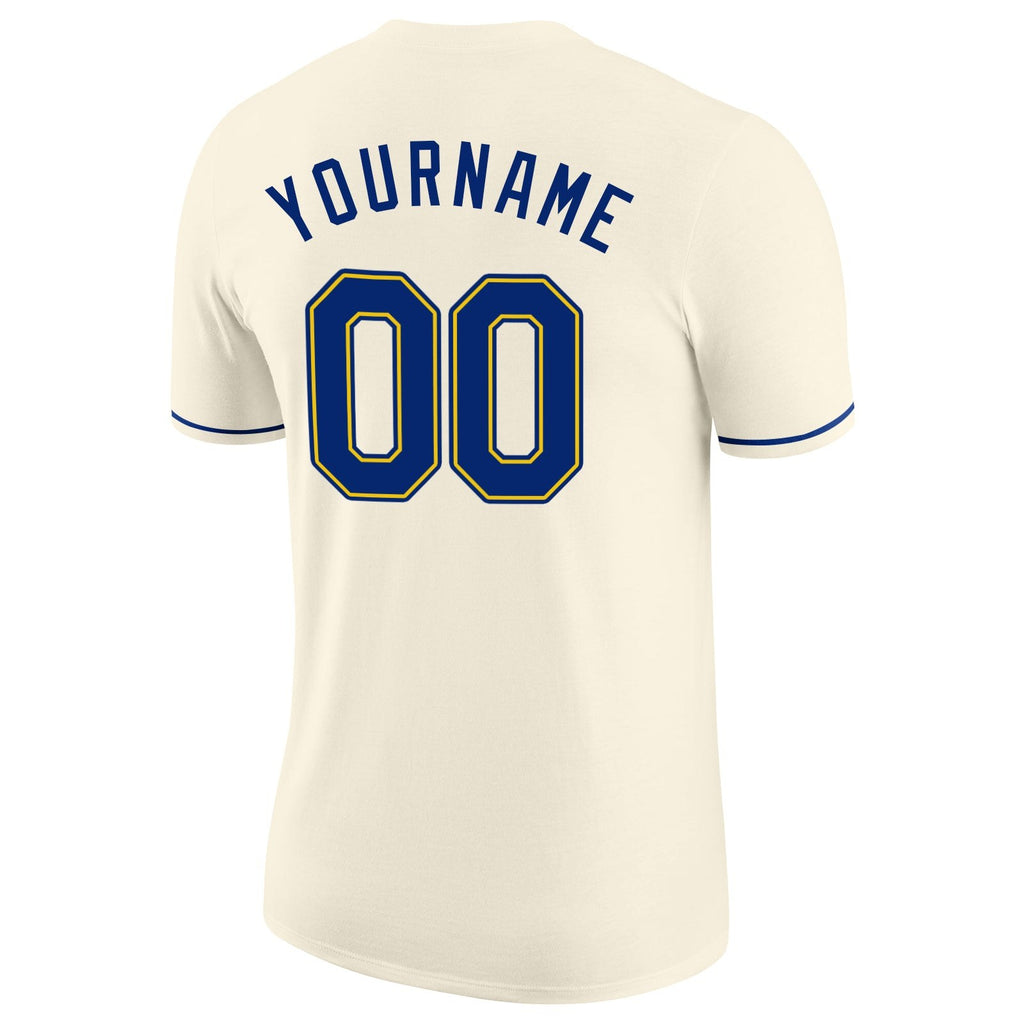 Custom Cream Royal-Gold Performance T-Shirt photo 5
