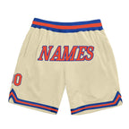 Custom Cream Orange-Royal Authentic Throwback Basketball Shorts photo 1