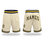 Custom Cream Navy-Gold Authentic Throwback Basketball Shorts