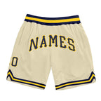 Custom Cream Navy-Gold Authentic Throwback Basketball Shorts photo 1