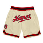Custom Cream Red-Black Authentic Throwback Basketball Shorts photo 1