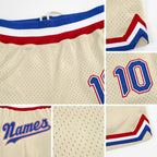 Custom Cream Royal-Red Authentic Throwback Basketball Shorts detail