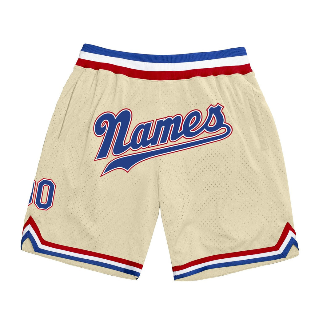 Custom Cream Royal-Red Authentic Throwback Basketball Shorts photo 1
