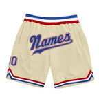 Custom Cream Royal-Red Authentic Throwback Basketball Shorts photo 1