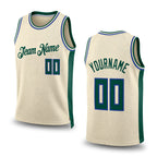 Custom Cream Hunter Green-Royal Authentic Throwback Basketball Jersey