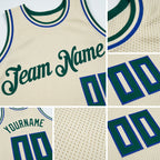 Custom Cream Hunter Green-Royal Authentic Throwback Basketball Jersey detail
