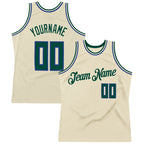 Custom Cream Hunter Green-Royal Authentic Throwback Basketball Jersey photo 1
