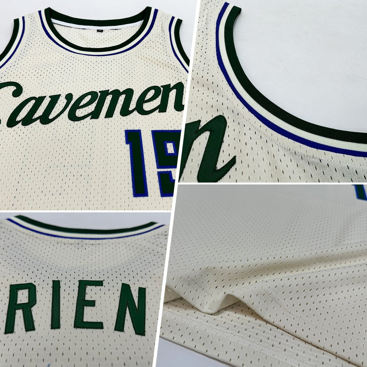 Custom Cream Hunter Green-Royal Authentic Throwback Basketball Jersey photo 2