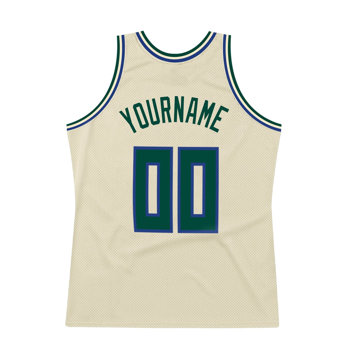 Custom Cream Hunter Green-Royal Authentic Throwback Basketball Jersey photo 6