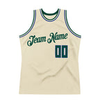 Custom Cream Hunter Green-Royal Authentic Throwback Basketball Jersey photo 7