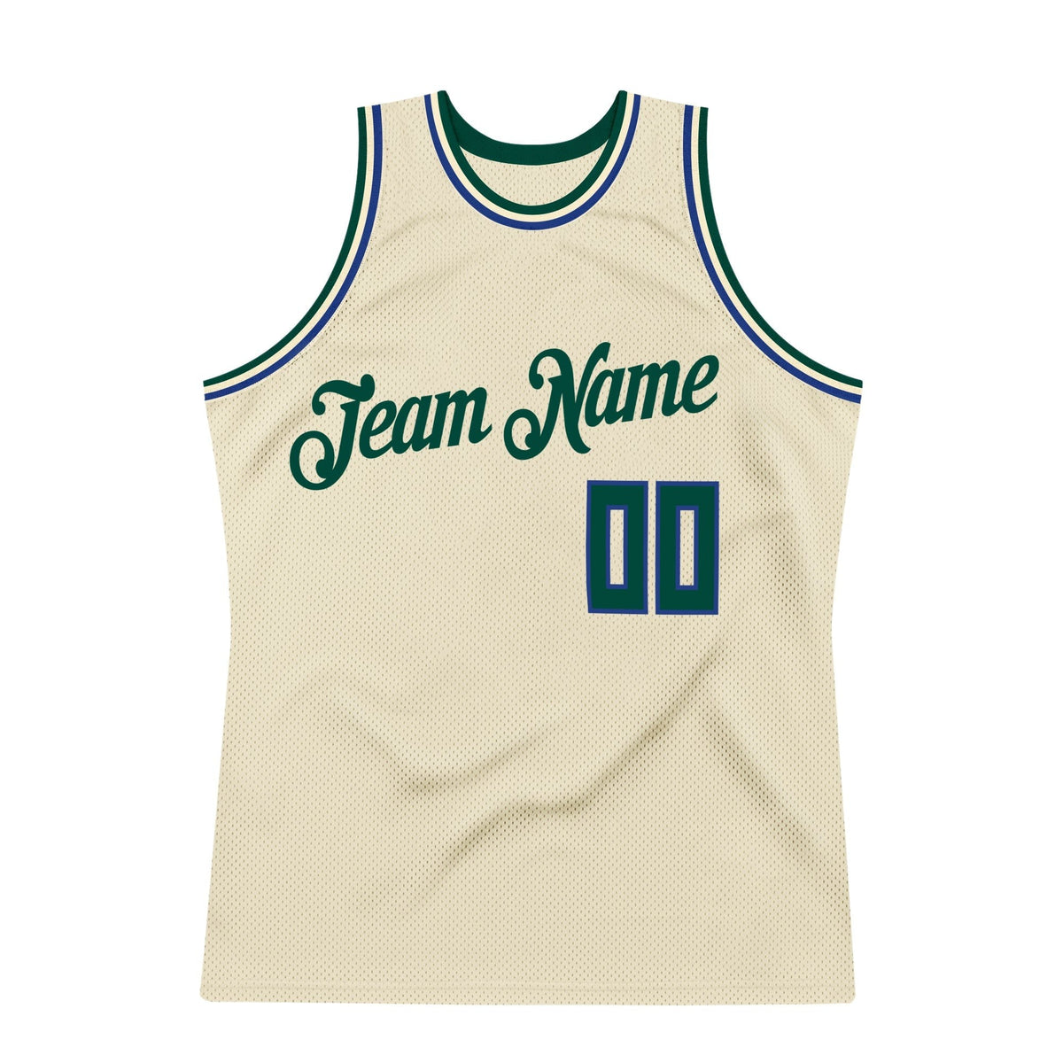 Custom Cream Hunter Green-Royal Authentic Throwback Basketball Jersey photo 7