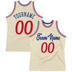 Custom Cream Red-Royal Authentic Throwback Basketball Jersey photo 1