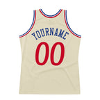 Custom Cream Red-Royal Authentic Throwback Basketball Jersey photo 6