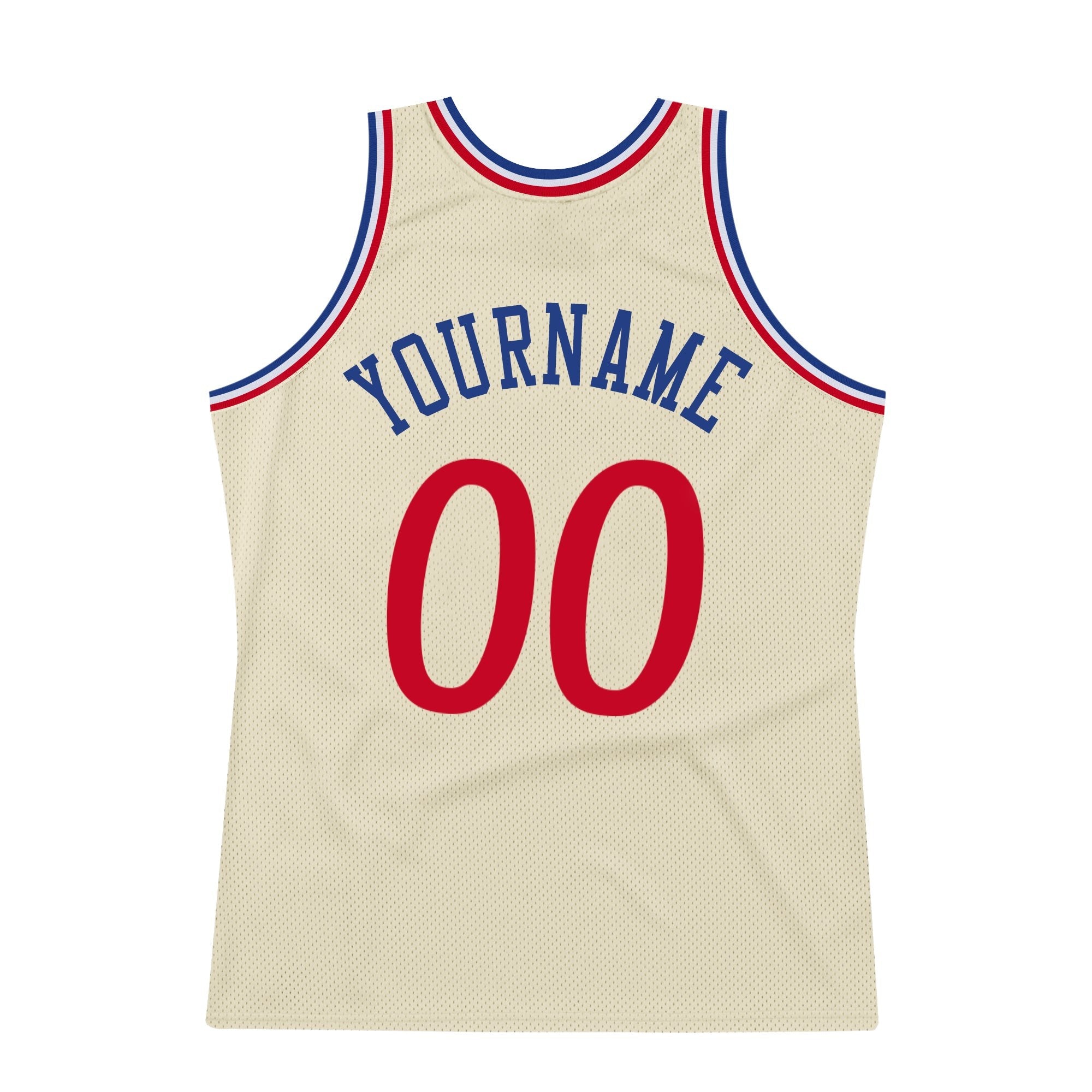 Custom Cream Red-Royal Authentic Throwback Basketball Jersey photo 6