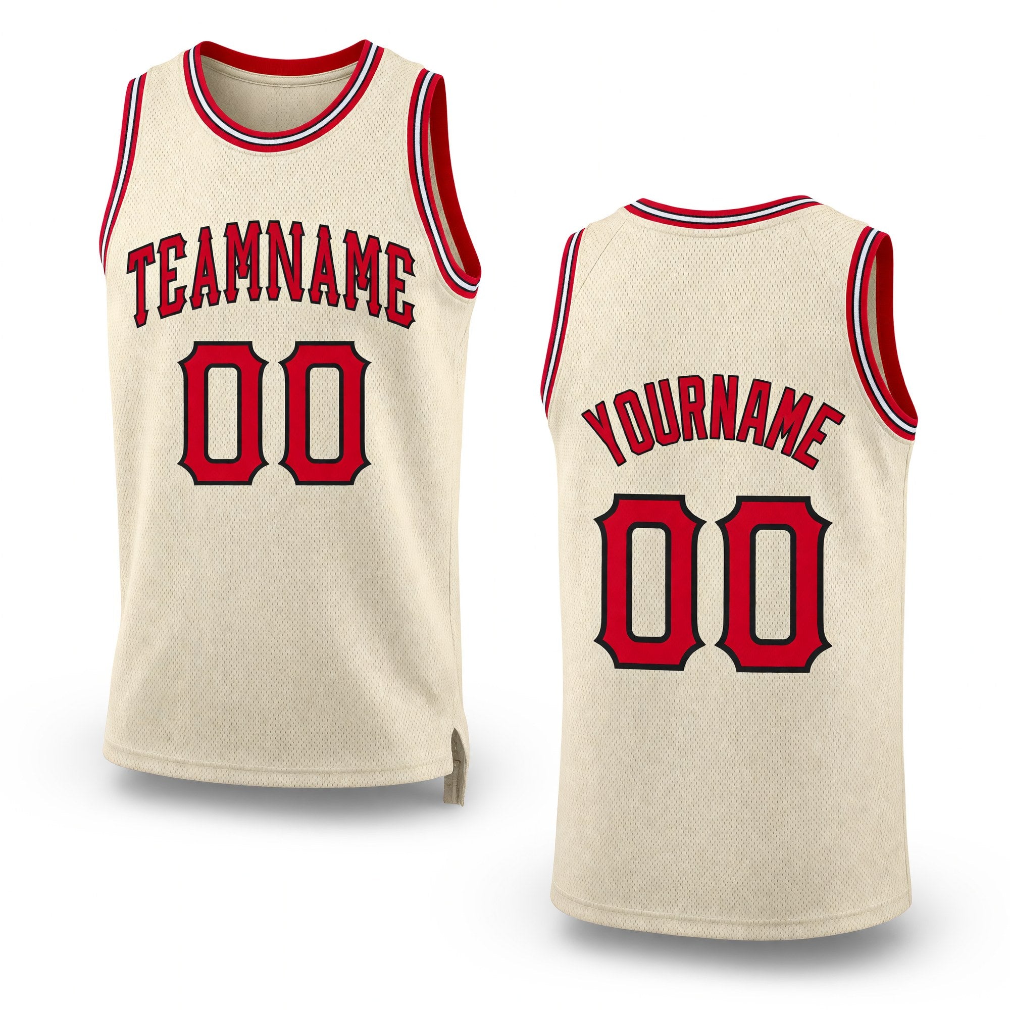 Custom Cream Red-Black Authentic Throwback Basketball Jersey