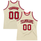 Custom Cream Red-Black Authentic Throwback Basketball Jersey photo 1