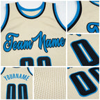 Custom Cream Black-Blue Authentic Throwback Basketball Jersey detail