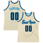 Custom Cream Black-Blue Authentic Throwback Basketball Jersey photo 1