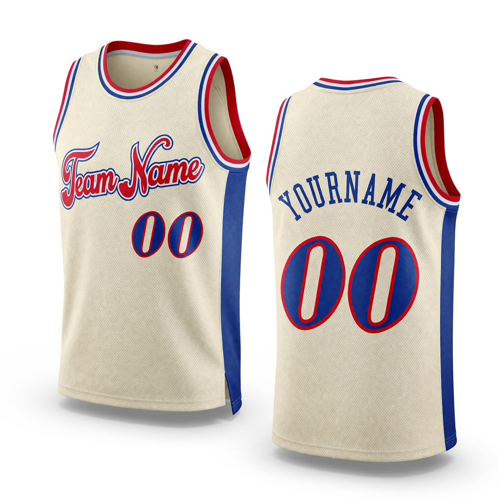 Custom Cream Royal-Red Authentic Throwback Basketball Jersey