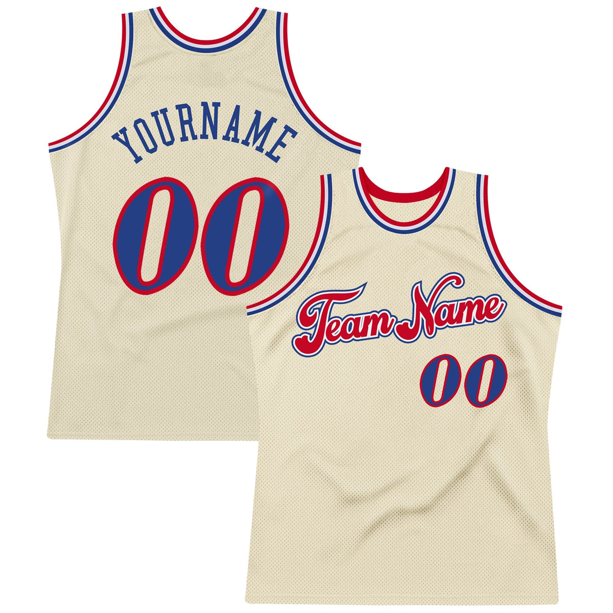 Custom Cream Royal-Red Authentic Throwback Basketball Jersey photo 1