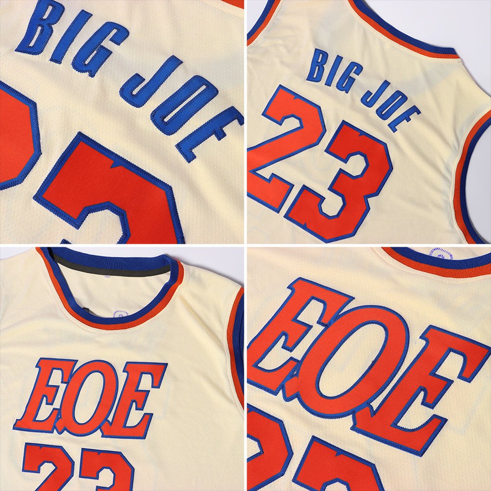 Custom Cream Royal-Red Authentic Throwback Basketball Jersey photo 4