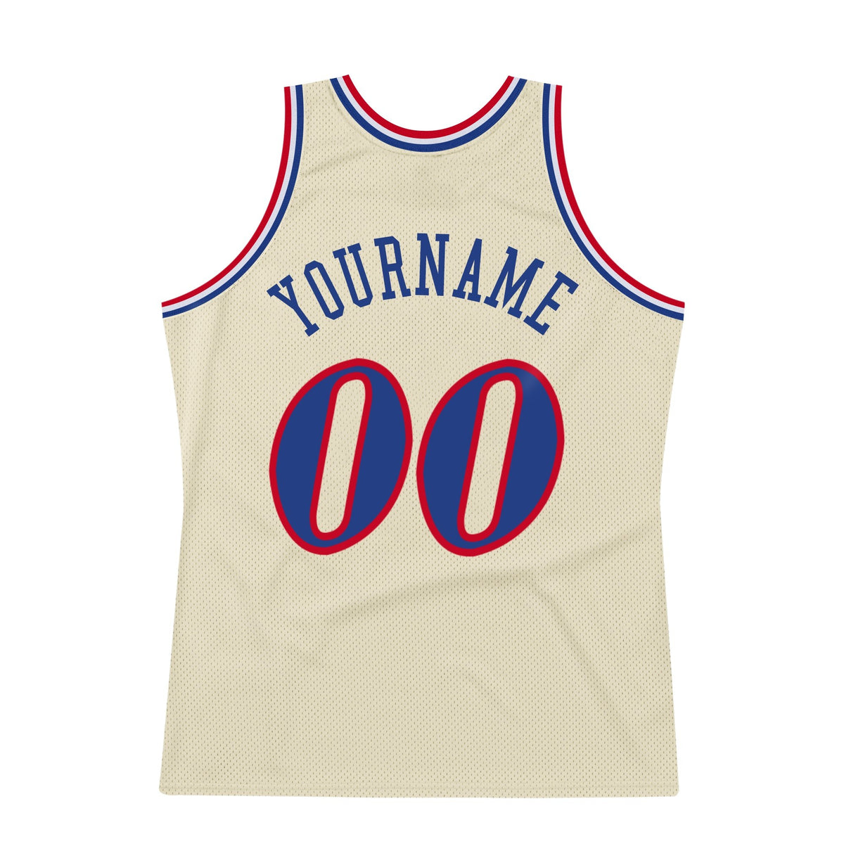 Custom Cream Royal-Red Authentic Throwback Basketball Jersey photo 5