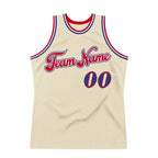 Custom Cream Royal-Red Authentic Throwback Basketball Jersey photo 6