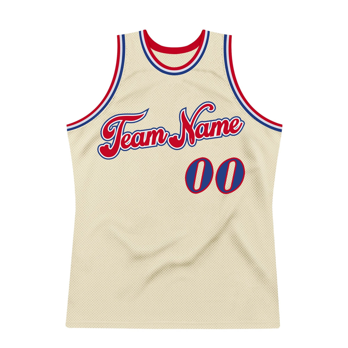 Custom Cream Royal-Red Authentic Throwback Basketball Jersey photo 6