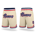Custom Cream Navy-Red Authentic Throwback Basketball Shorts