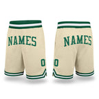 Custom Cream Kelly Green-White Authentic Throwback Basketball Shorts