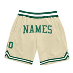 Custom Cream Kelly Green-White Authentic Throwback Basketball Shorts photo 1