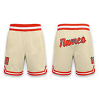 Custom Cream Orange-White Authentic Throwback Basketball Shorts