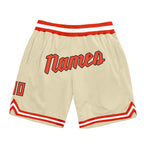Custom Cream Orange-White Authentic Throwback Basketball Shorts photo 1