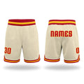 Custom Cream Red-Gold Authentic Throwback Basketball Shorts