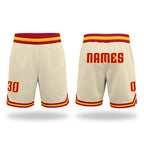 Custom Cream Red-Gold Authentic Throwback Basketball Shorts