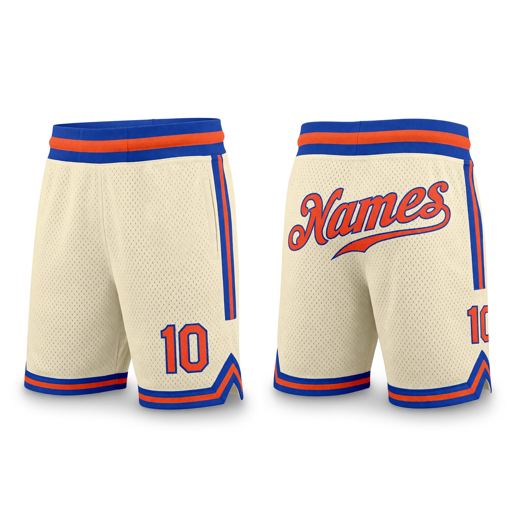 Custom Cream Orange-Royal Authentic Throwback Basketball Shorts