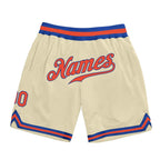 Custom Cream Orange-Royal Authentic Throwback Basketball Shorts photo 1