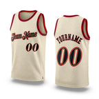 Custom Cream Black-Red Authentic Throwback Basketball Jersey