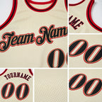 Custom Cream Black-Red Authentic Throwback Basketball Jersey detail