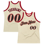 Custom Cream Black-Red Authentic Throwback Basketball Jersey photo 1