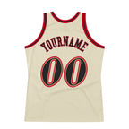 Custom Cream Black-Red Authentic Throwback Basketball Jersey photo 4