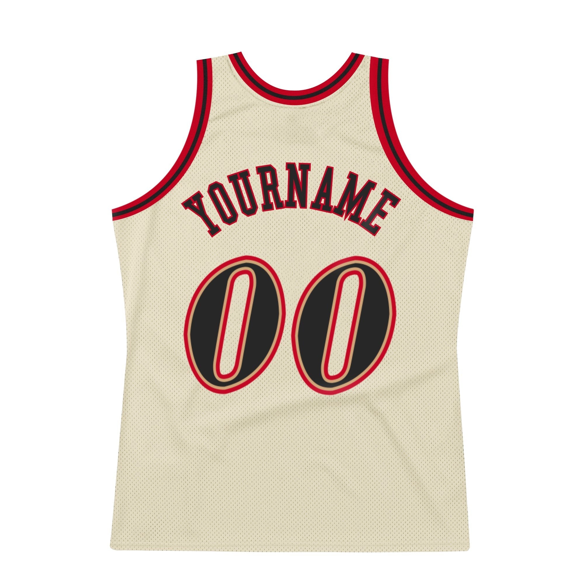 Custom Cream Black-Red Authentic Throwback Basketball Jersey photo 4