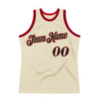 Custom Cream Black-Red Authentic Throwback Basketball Jersey photo 5