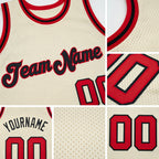 Custom Cream Red-Black Authentic Throwback Basketball Jersey detail